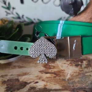 KATE SPADE Twist Reversible Belt Leather Green / Yellow Color Size Medium